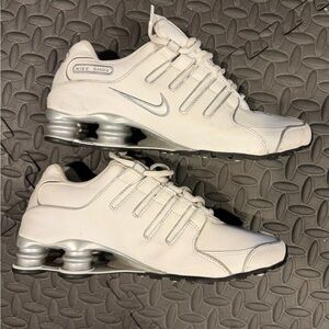 Nike White Silver Shox Low-Top Sneakers